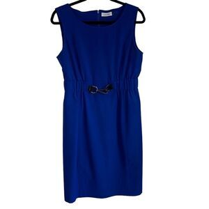 Calvin Klein royal‎ Blue Sleeveless Sheath Dress Elastic Buckle Waist size 10
